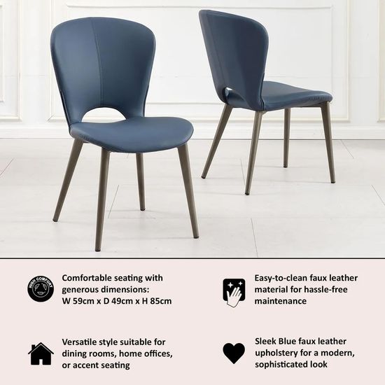 Clearance - Clooney Blue Leather Dining Chair