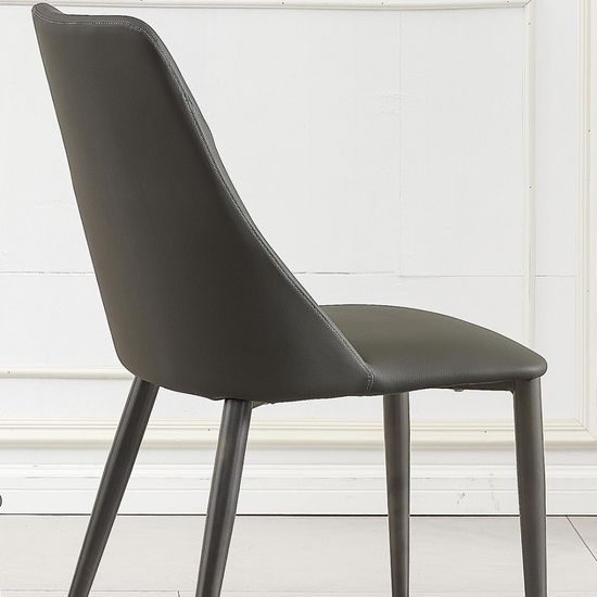 Clearance - Rosie Dark Grey Leather Dining Chair