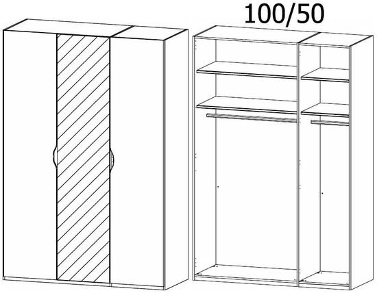 Rauch Lias 151cm 3 Door Black Mirror Wardrobe