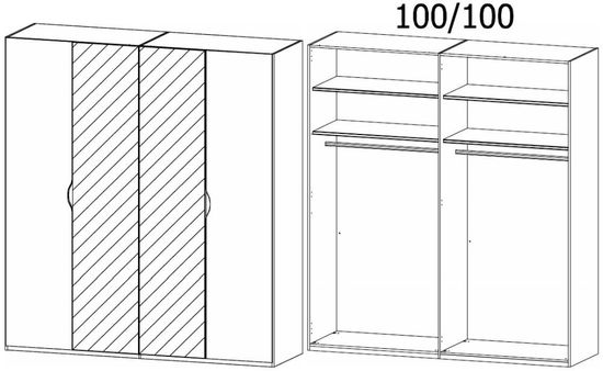 Rauch Lias 201cm 4 Door Black Mirror Wardrobe
