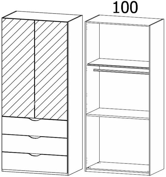 Rauch Lias 101cm 2 Door Black Combi Wardrobe