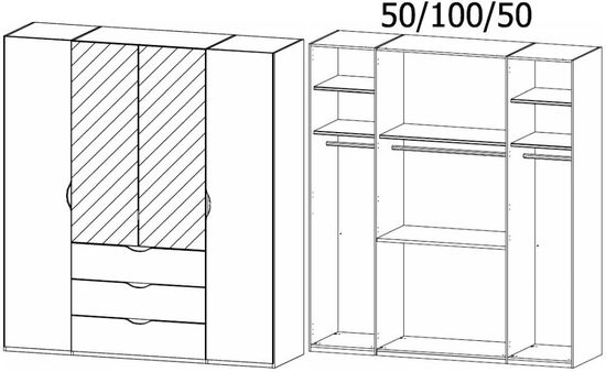 Rauch Lias 201cm 4 Door Black Combi Wardrobe