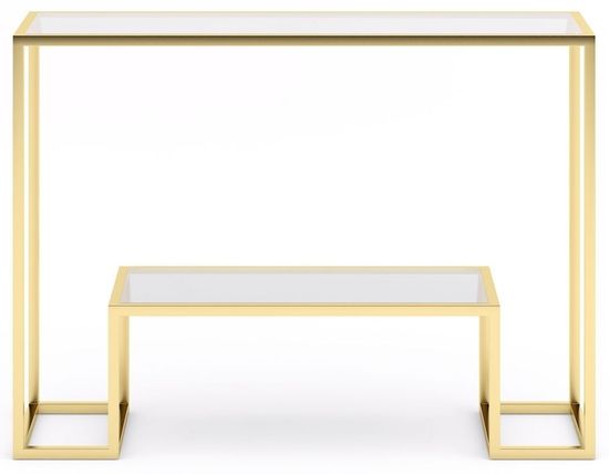 Clearance - Knightsbridge Glass and Gold Console Table - Brand New Item