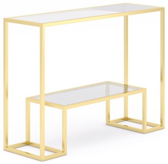 Clearance - Knightsbridge Glass and Gold Console Table - Brand New Item