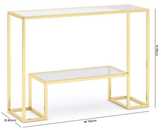 Clearance - Knightsbridge Glass and Gold Console Table - Brand New Item