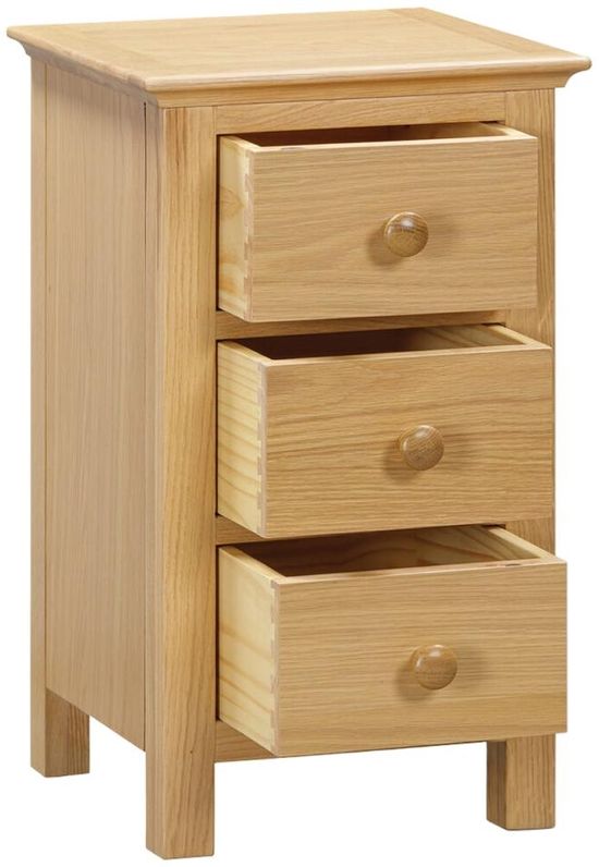 Arlington Oak 3 Drawer Compact Bedside Cabinet