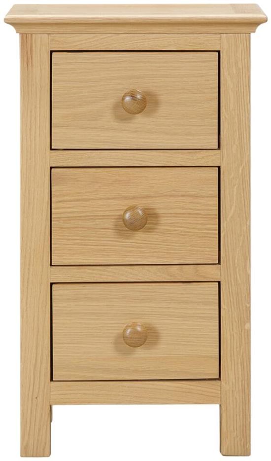 Arlington Oak 3 Drawer Compact Bedside Cabinet