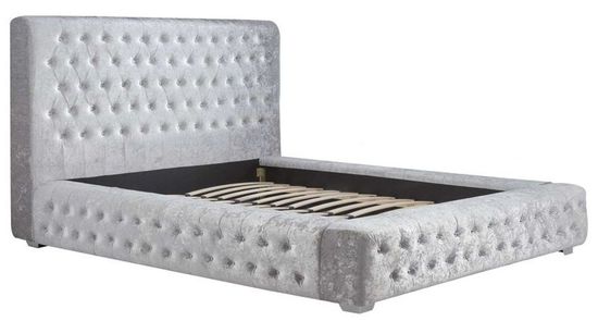 Grande Steel Crushed Velvet Fabric Bed - Sizes Available
