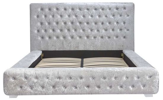 Grande Steel Crushed Velvet Fabric Bed - Sizes Available