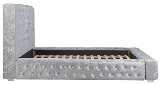 Grande Steel Crushed Velvet Fabric Bed - Sizes Available