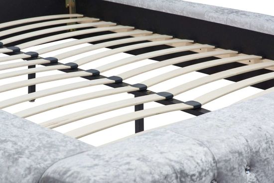 Grande Steel Crushed Velvet Fabric Bed - Sizes Available