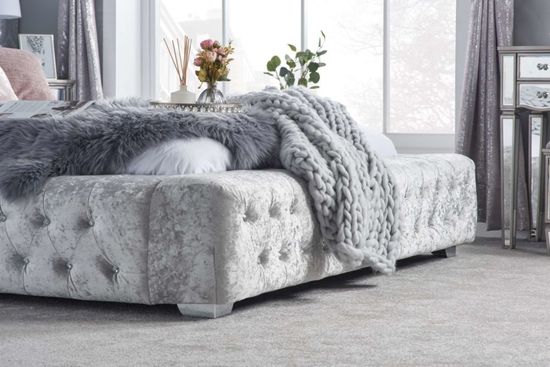 Grande Steel Crushed Velvet Fabric Bed - Sizes Available