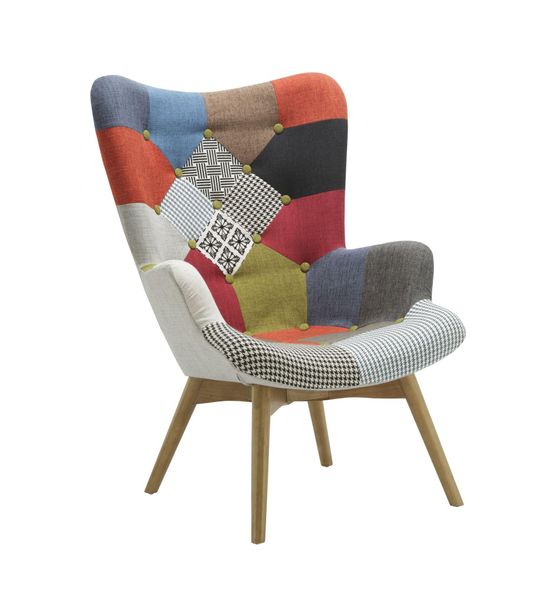 Sloane Multi Coloured Patchwork Fabric Armchair