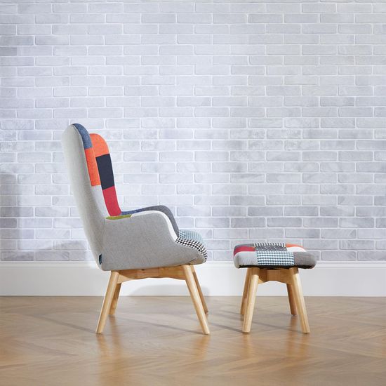 Sloane Multi Coloured Patchwork Fabric Armchair