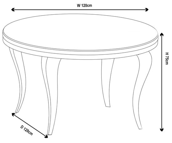 Louis 4 Seater Grey Marble and Chrome Round Dining Table - 120cm