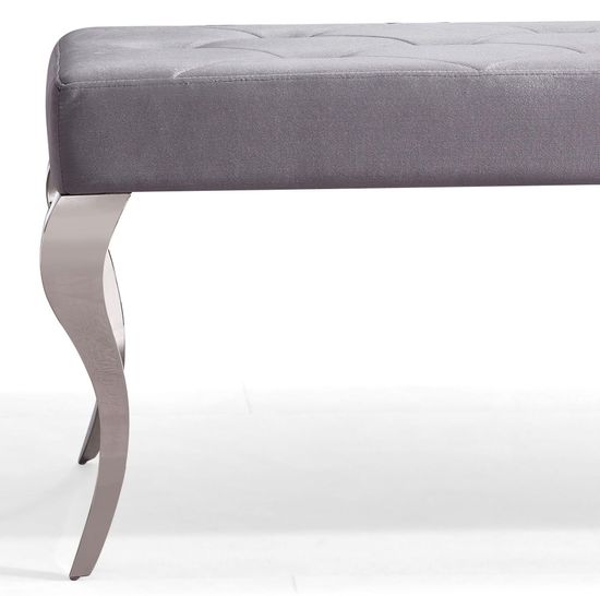 Louis Grey Velvet Fabric 170cm Dining Bench