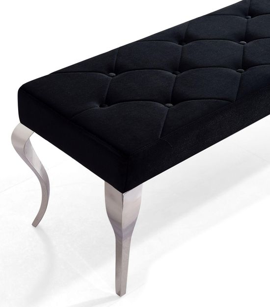 Louis Black Velvet Fabric 170cm Dining Bench