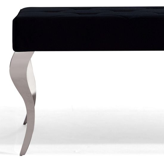 Louis Black Velvet Fabric 170cm Dining Bench