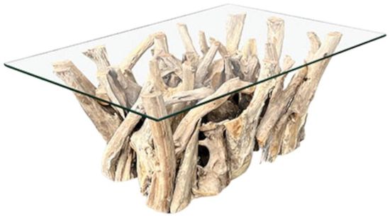 Driftwood Root and Glass Small Coffee Table