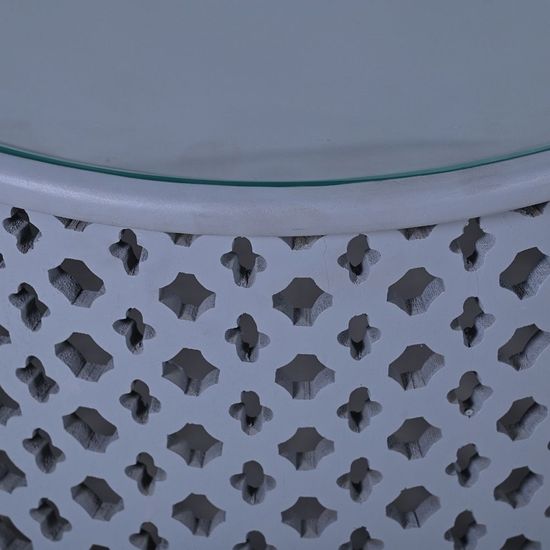 Clearance - Jaipur Lattice Grey Mango Wood Round Coffee Table - Brand New Item