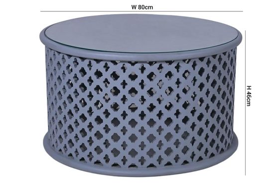 Clearance - Jaipur Lattice Grey Mango Wood Round Coffee Table - Brand New Item