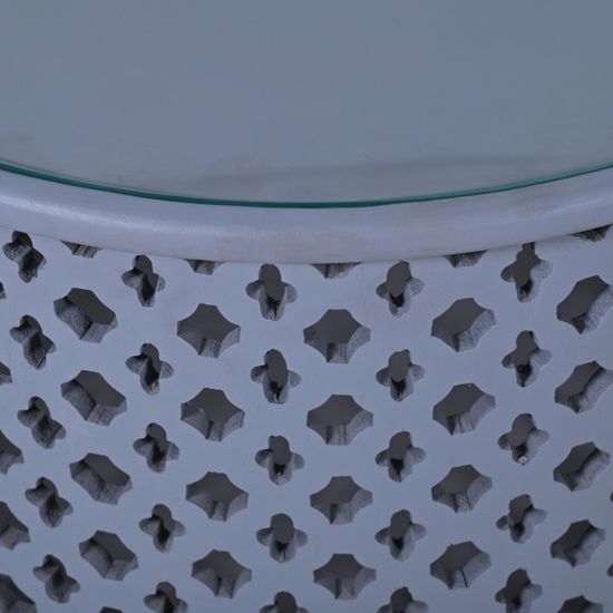 Clearance - Jaipur Lattice Grey Mango Wood Round Coffee Table - Brand New Item