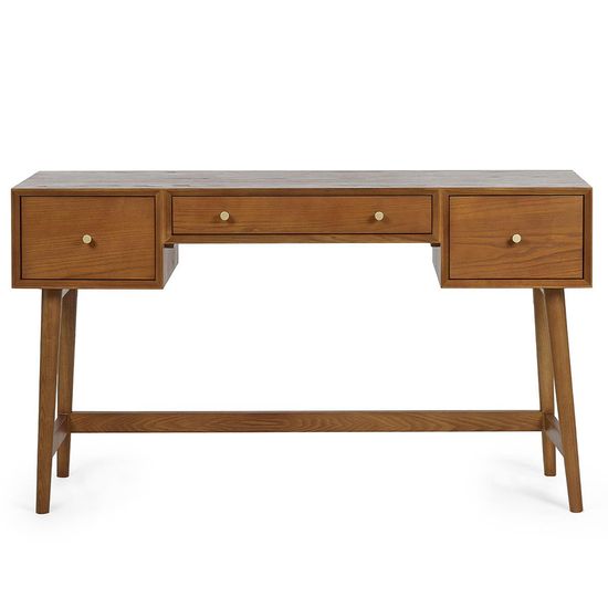 Lowry Cherry Wood Retro Style 3 Drawer Dressing Table with Stool
