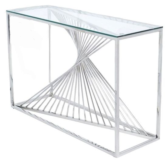 Calabria Glass and Chrome Console Table