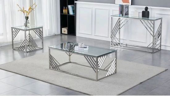 Calabria Glass and Chrome Console Table