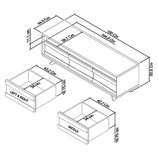 Bentley Designs Cadell Aged Oak 3 Drawer TV Unit