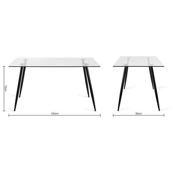 Bentley Designs Martini Clear Tempered Glass 6 Seater Dining Table