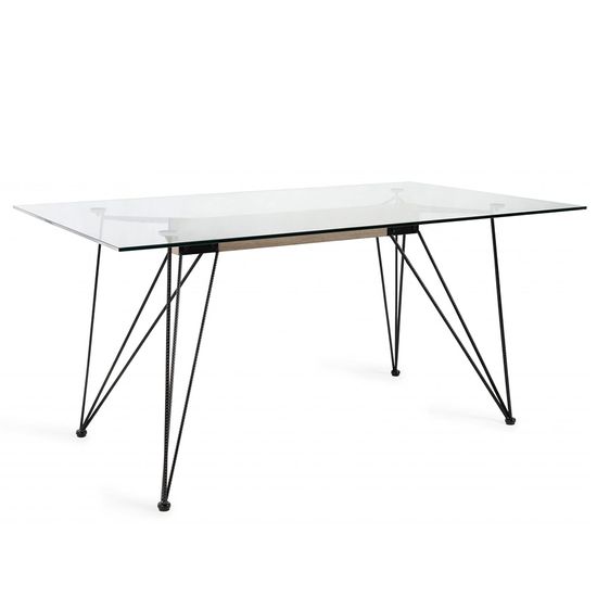 Bentley Designs Miro Clear Tempered Glass 6 Seater Dining Table