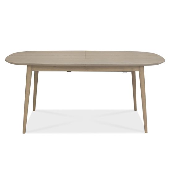 Bentley Designs Dansk Scandi Oak 6-8 Seater Extending Dining Table Set with 6 Upholstered Chairs in Cold Steel Fabric