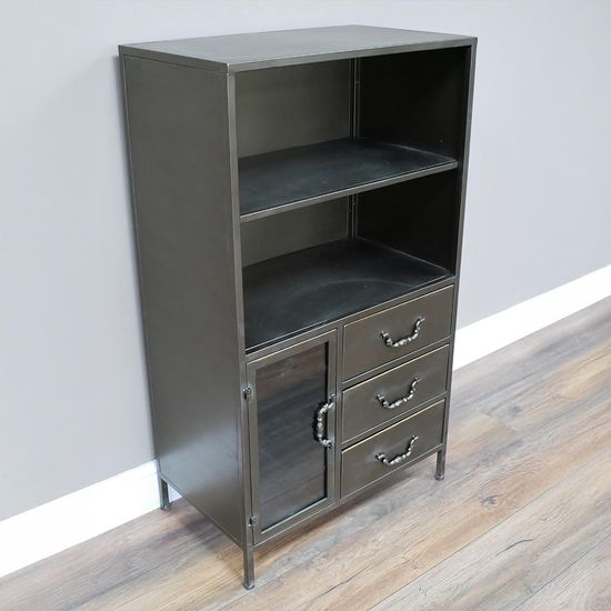 Dutch Grey Metal 1 Door 3 Drawer Cabinet