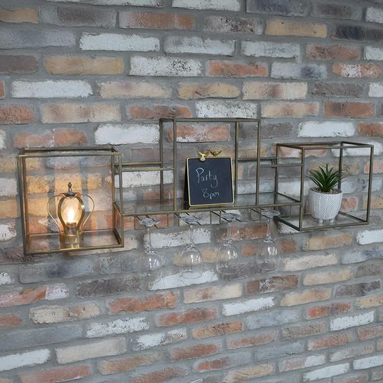 Dutch Glass and Metal Wall Rack