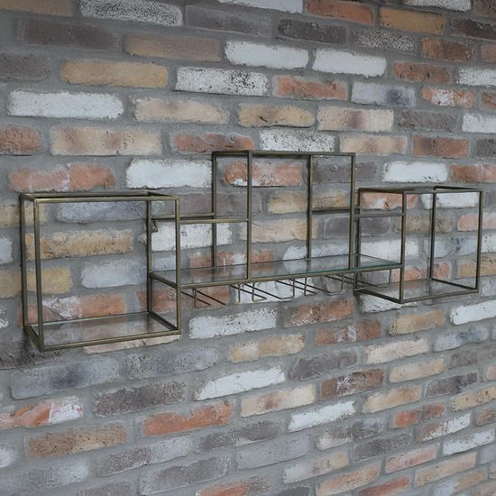 Dutch Glass and Metal Wall Rack