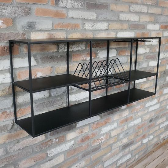 Dutch Black Metal Kitchen Wide Wall Unit
