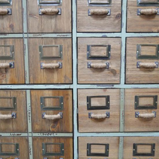 Dutch Industrial Wooden 2 Door with Multi Drawer Apothecary Tall Cabinet