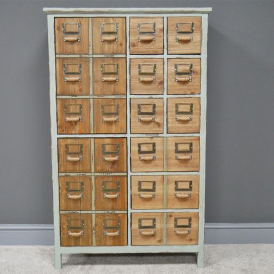 Dutch Industrial Wooden 2 Door with Multi Drawer Apothecary Tall Cabinet