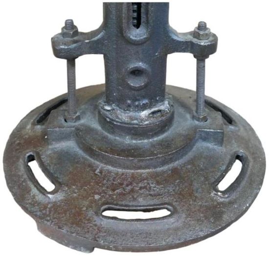 Dutch Industrial Mango Wood and Metal Adjustable Round Stool