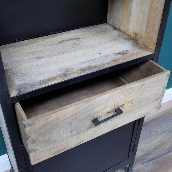 Dutch Industrial Mango Wood Narrow Bookcase