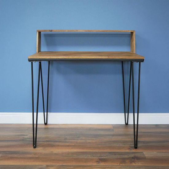 Dutch Industrial Mango Wood and Metal Desk