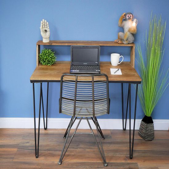 Dutch Industrial Mango Wood and Metal Desk