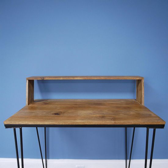 Dutch Industrial Mango Wood and Metal Desk