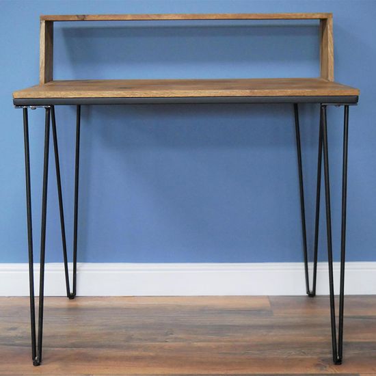 Dutch Industrial Mango Wood and Metal Desk