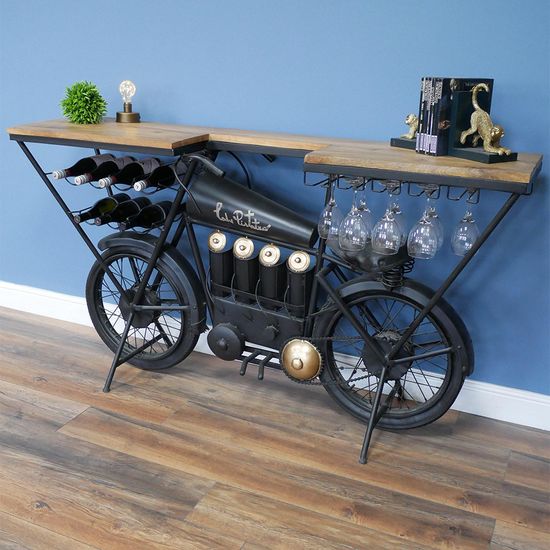 Dutch Mango Wood and Metal Bike Bar Unit