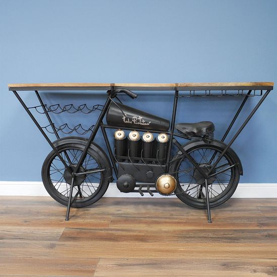 Dutch Mango Wood and Metal Bike Bar Unit