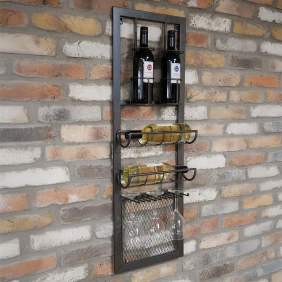 Dutch Black Metal Wine Tall Wall Unit