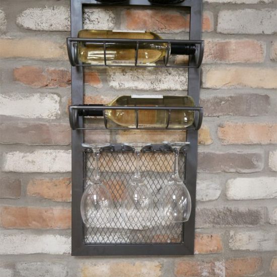 Dutch Black Metal Wine Tall Wall Unit