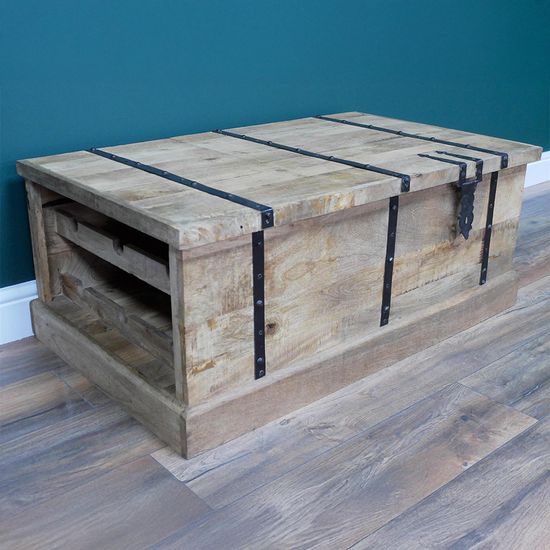 Dutch Mango Wood Trunk with Wine Bottle Storage